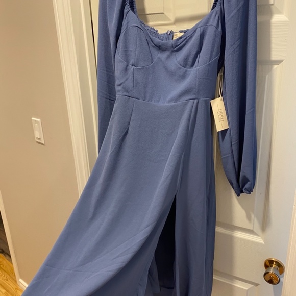 French Blue Long Sleeve Midi Dress - NWT - Picture 2 of 4